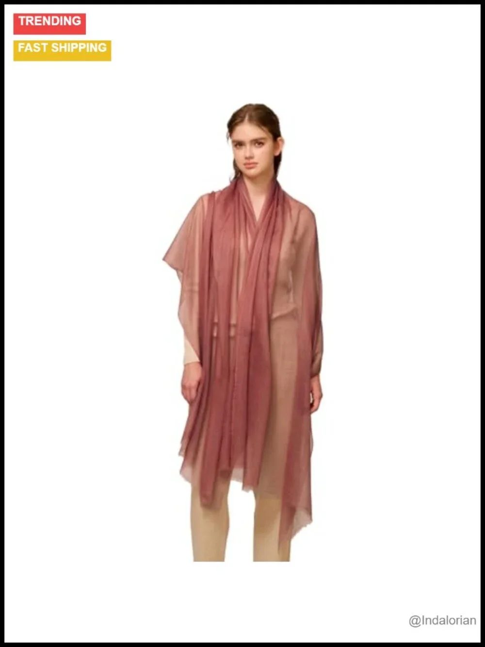 Luxury 100% Cashmere Shawl Wrap, Oversized Sheer Scarf for All Seasons